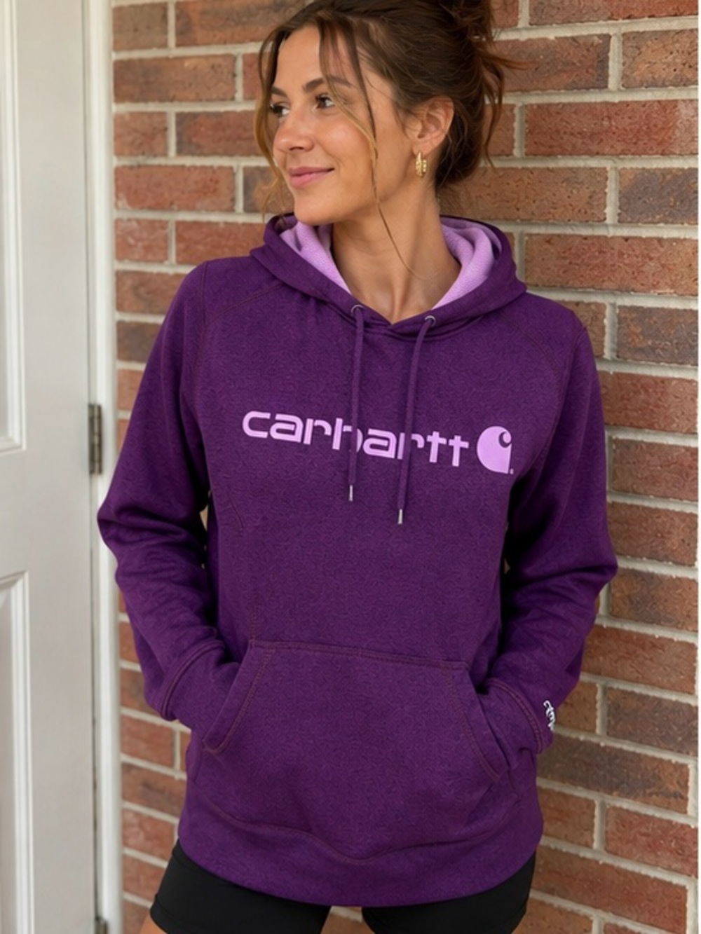 Carhartt Force Purple Pullover Hoodie Women’s Medium 8–10 Sweatshirt